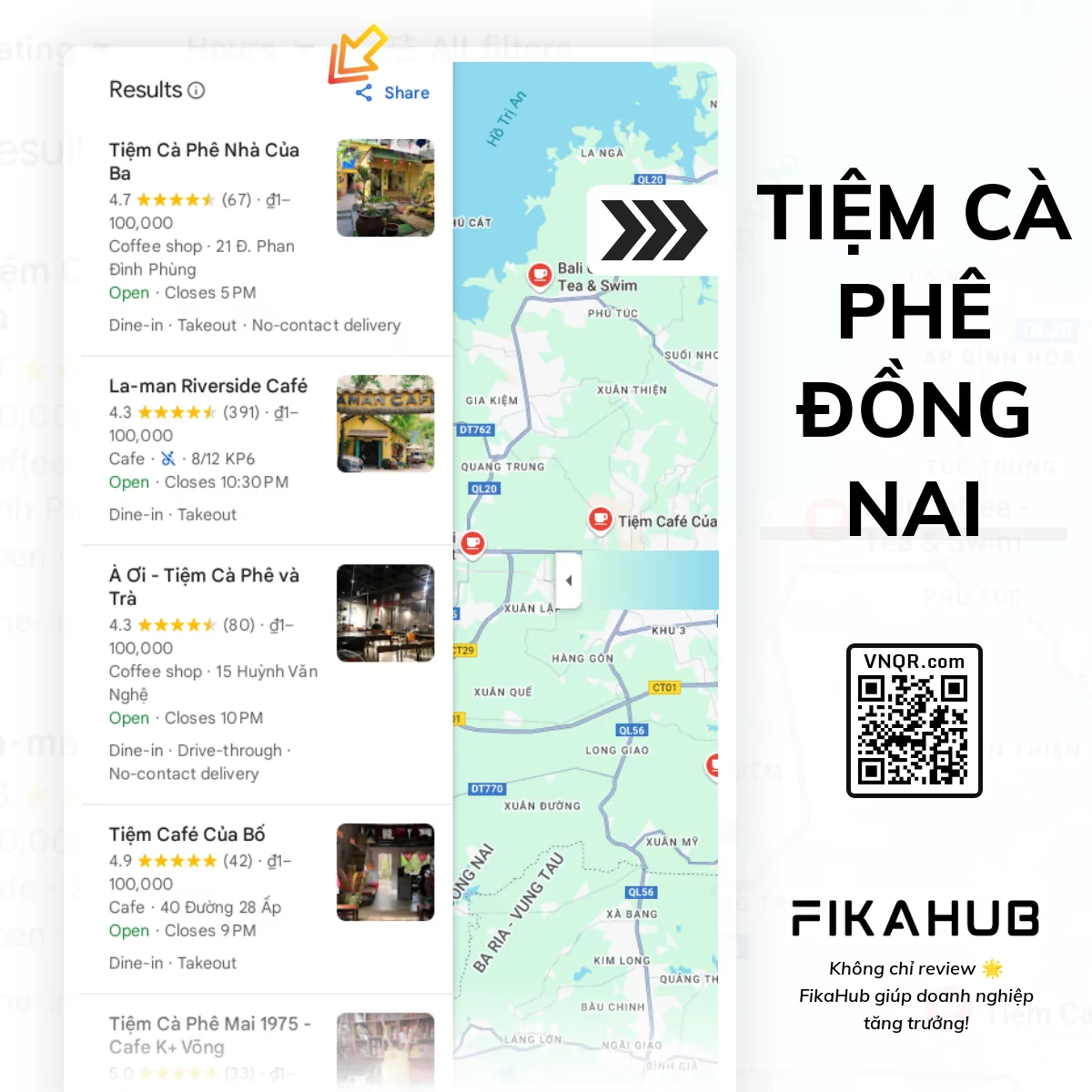 khach can ca phe dong nai toi uu google maps ngay