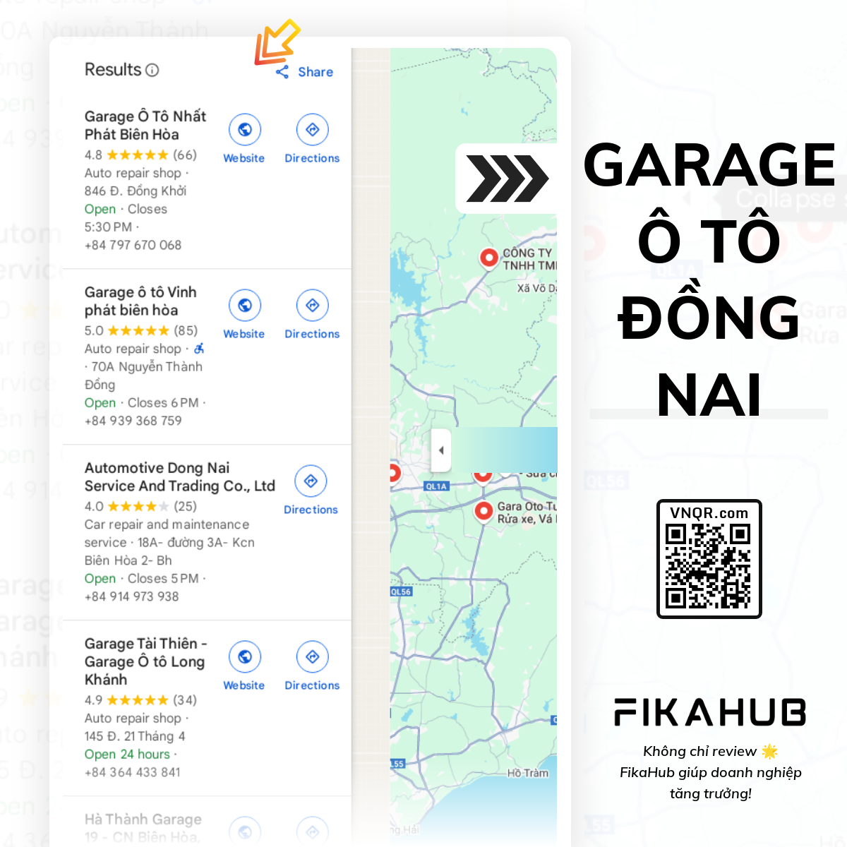 toi uu google maps voi tu khoa garage o to dong nai