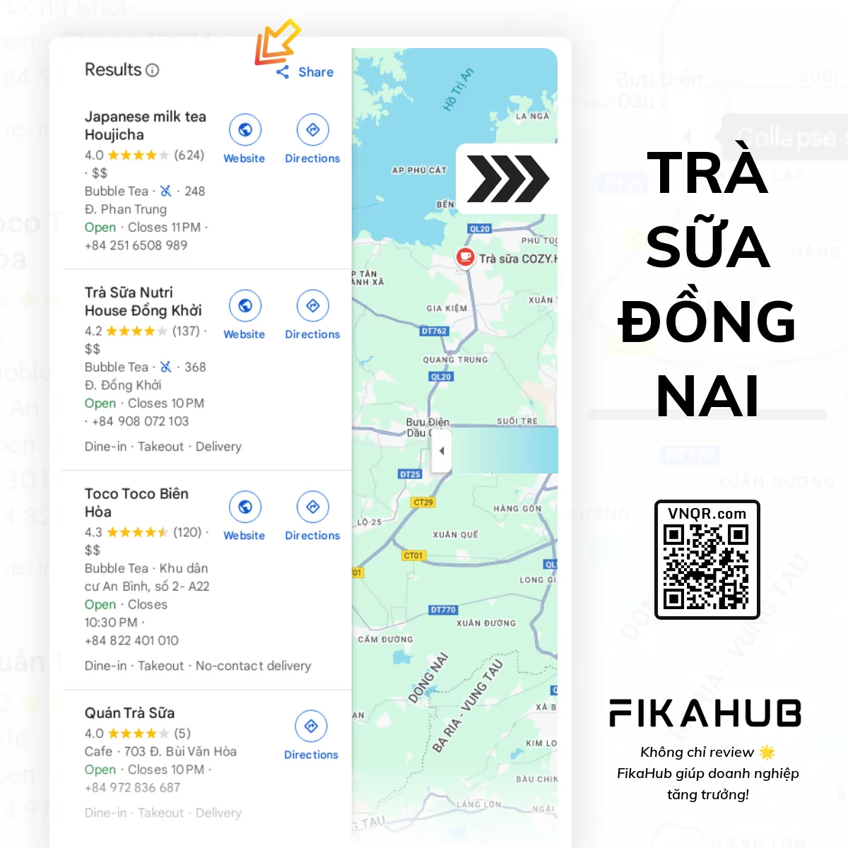 top maps voi tu khoa tra sua tai dong nai
