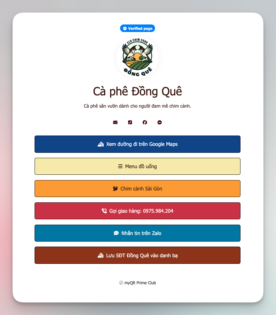 trang biolink myqr cho quan ca phe chim dong que